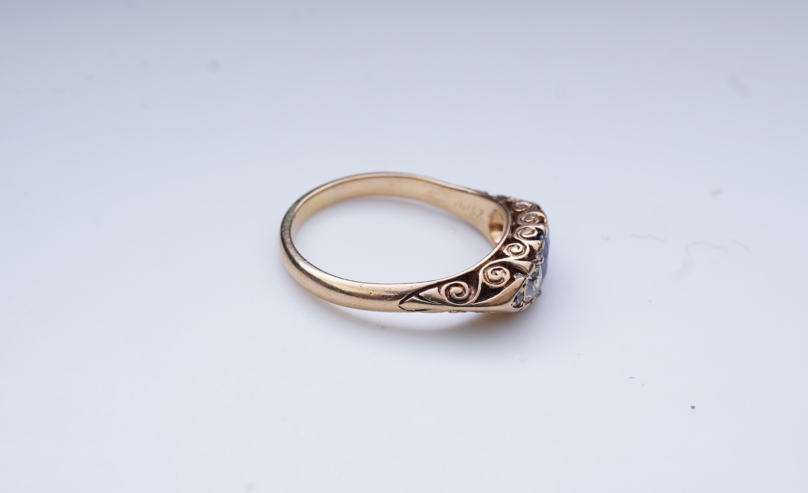 A sapphire and diamond ring, circa 1902